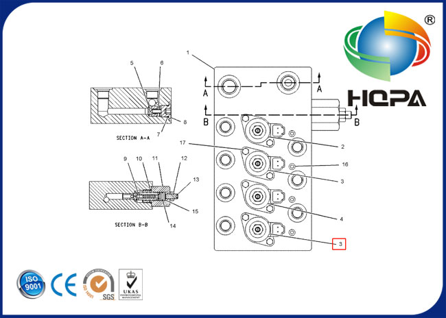 121-1490 válvula electromagnética rotatoria E320B de la pompa hydráulica de 1211490 excavadores