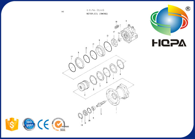 Equipo del sello del motor de 4334355 oscilaciones para el motor del oscilación de Hitachi EX100-2 del excavador